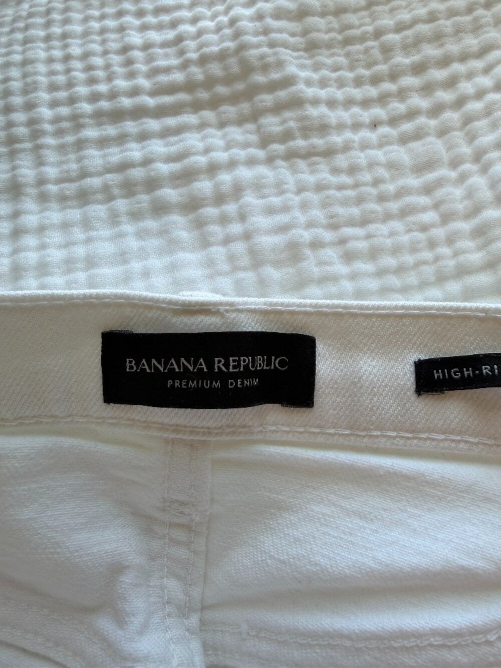 Banana Republic High Rise Cropped Wide Leg Jeans White Raw Hem Size 27 - Picture 8 of 9